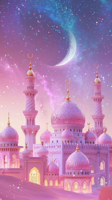 Ramadan architecture building outdoors | premium image by rawpixel.com / Darakoon Jaktreemongkol Pink Mosque Wallpaper, Pink Islamic Wallpaper, Islamic Background Images, Crescent Moon Background, Ramadan Mubarak Background, Wallpaper Mosque, Iphone Wallpaper Galaxy, Background Islamic Design, Beautiful Hadith