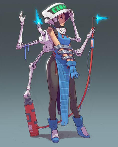 engineer_exam, Dmitri Anatolich on ArtStation at https://www.artstation.com/artwork/nQZ5JO Engineer Character Design, Engineer Character, Character Moodboard, Female Engineer, Modern Fantasy, Sci Fi Art, Robotics, Illustration Design, Sci Fi