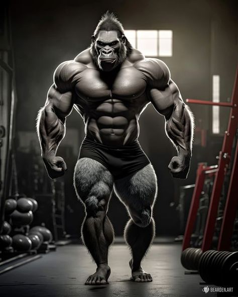 Bearden Art (Brad Masters) on Instagram: "Gorilla bro Follow @bearden.art 🐻💙 #AIart #midjourney #gorilla #training #beastmode #aiartist #bodybuilding #gym #gymmotivation #muscle" Gorilla Aesthetic, Aesthetic Monkey, Gorilla Wallpaper, Gorilla Gym, Viking Character, Gorillas Art, Gorilla Tattoo, Gym Wallpaper, Monkey Wallpaper