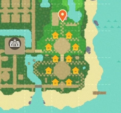 Animal Crossing House Layout Map, Acnh House Layout Map, Animal Crossing Villager House Layout Map, Animal Crossing Villager House Layout Ideas, Animal Crossing Island Ideas Garden, Community Garden Acnh, Acnh Island Map Layout, Acnh Garden Layout Ideas, Acnh Community Garden