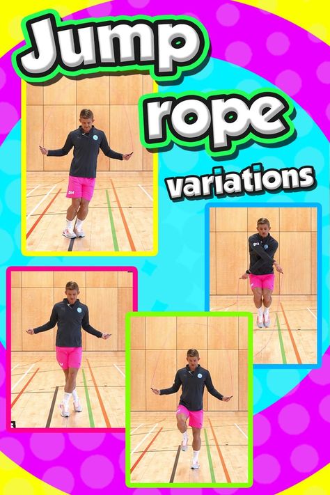 Here's a few simple jump rope/skipping variations you can get your students started with in your PE lessons. Great for any grade and age!! Rope Skipping, Elementary Pe, Warm Up Games, Sports Skills, Pe Lessons, Pe Teacher, Pe Class, Health And Physical Education, Pe Teachers