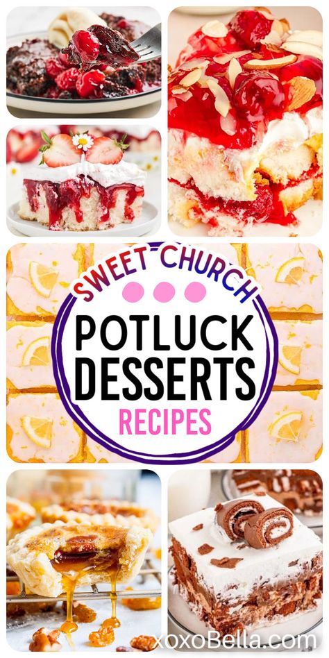 Potluck dessert ideas from old church cookbooks Dessert Dash Ideas, Dessert Ideas For Potluck, Old Fashion Desserts, Potluck Ideas Dessert, Dessert Potluck Ideas, Dinner Party Dessert Ideas, Sunday Dessert Ideas, Potluck Desserts Crowd Pleasers, Dessert Recipes For Parties