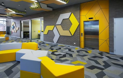 Bolon flooring in Mount Lawley Bolon Flooring, School Interiors, High School Design, Classroom Interior, Educational Architecture, Office Wall Design, Kindergarten Design, School Murals, School Interior