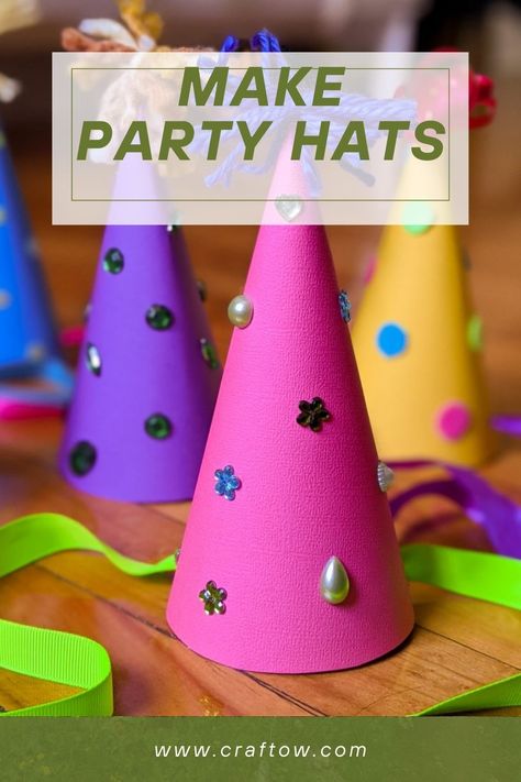 Make Party Hats How To Make A Party Hat, Crazy Hat Day Ideas For Adults, Classic Birthday Party, Party Hat Template, Diy Crafts To Do At Home, Classic Birthday, Hat Template, Crazy Hat Day, Hat Day