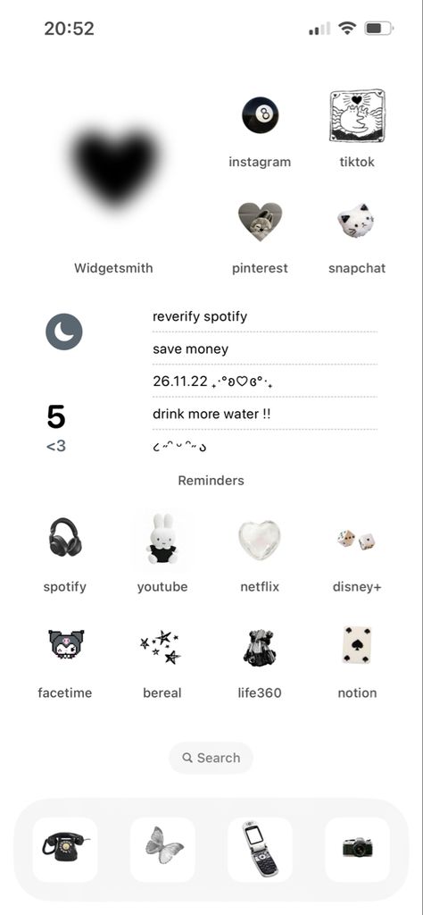 black white kpop aesthetic monochrome homescreen icons sanrio miffy stray kids txt Iphone App Layout Aesthetic Black, Miffy Icon White, White Aesthetic Homescreen Layout, Phone Themes Black And White, Miffy Iphone Theme, Black And White Homescreen Ideas, Miffy Homescreen Layout, Homescreen Ideas Black And White, Miffy Phone Layout