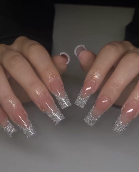 Scotland Nails, Sqaure Nails, Luv Nails, Year Nails, Glitter French Tips, Transparent Nails, French Tip Acrylic Nails, Polygel Nails, Short Square Acrylic Nails