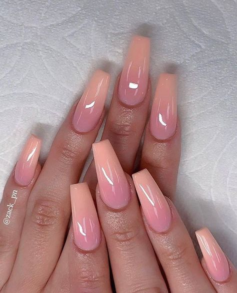 +18 Top Peach Ombre Nails - POLYVORE - Discover and Shop Trends in Fashion, Outfits, Beauty and Home Ombre Nail Design, Pink Ombre Nails, Ombre Acrylic Nails, Pink Gel, Colorful Nails, Modern Nails, Ombre Nail Designs, Nail Art Ombre, Nail Beauty