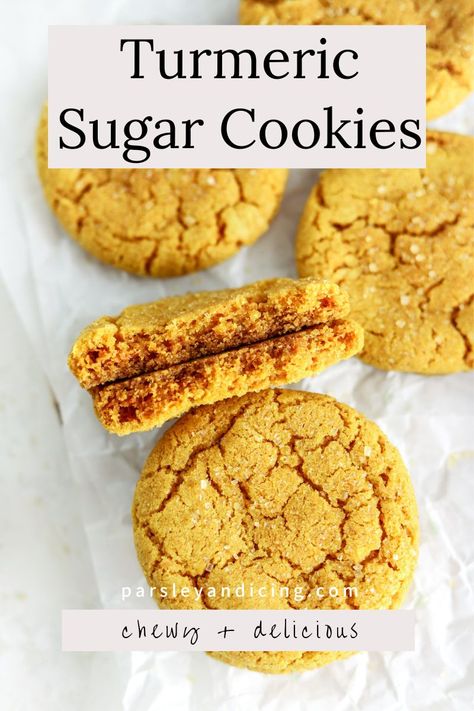 These buttery Turmeric Cookies are perfectly chewy and delicious. They are classic sugar cookies made extra special and flavorful with brown butter and turmeric! Golden Milk Cookies, Turmeric Cookie Recipes, Turmeric Cookies, Cooking With Turmeric, Cookie Icing Recipe, Butter Sugar Cookies, Xmas Baking, Icing Recipes, Ideas Cocina