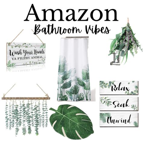 Plant Theme Bathroom Ideas, Green Leaf Bathroom Ideas, Plant Bathroom Theme, Rainforest Theme Bathroom, Summer Bathroom Decor Ideas, Blue And Green Bathroom Decor, Plant Theme Bathroom, Tropical Bathroom Decor Ideas, Botanical Bathroom Decor