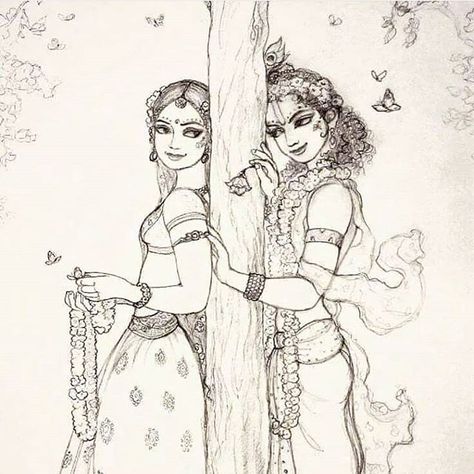 Radha Krishna Sketch, Krishna Drawing, Pencil Sketch Images, Indian Folk Art, Easy Drawings Sketches, Radha Krishna Art, Krishna Painting, Indian Art Paintings, Art Drawings Sketches Creative