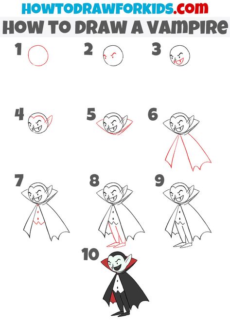 how to draw a vampire Simple Vampire Drawing, Vampire Drawing Easy, Cute Vampire Drawing, Vampire Doodle, Vampire Drawing Reference, Draw Vampire, Drawing Vampire, Vampire Drawing, Kids Podcast