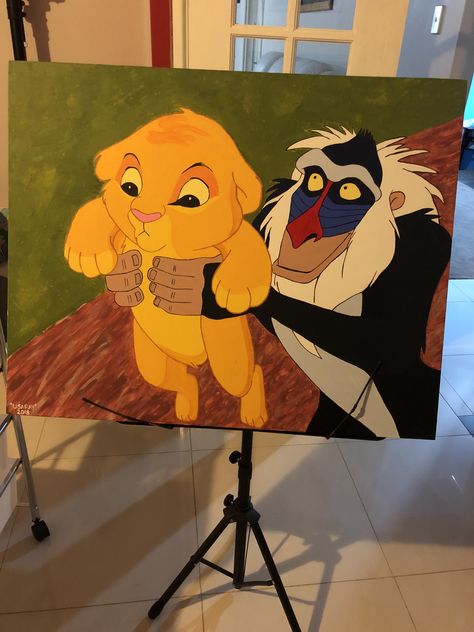 Simba Canvas Painting, Lion King Acrylic Painting, Lion King Canvas Painting, The Lion King Painting, Disney Acrylic Painting, Simba Painting, Cartoon Acrylic Painting, Lion King Painting, Cartoon Canvas Art