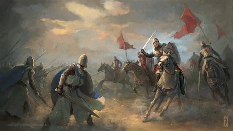 Fantasy Battlefield, Medieval Cavalry, Viking Battle, Fantasy Battle, Historical Painting, Image Painting, Knight Art, Fantasy Races, Skyfall