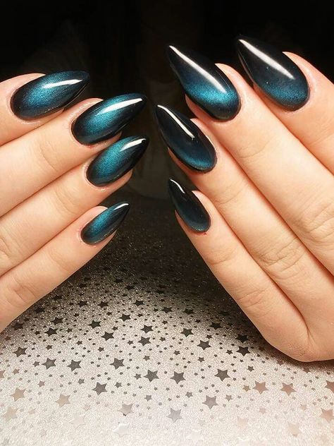 Turquoise Black Nails, Dark Turquoise Nails, Magnet Nails, Galaxy Nail, Galaxy Nail Art, Turquoise Nails, Prom 2024, Eye Nails, Galaxy Nails