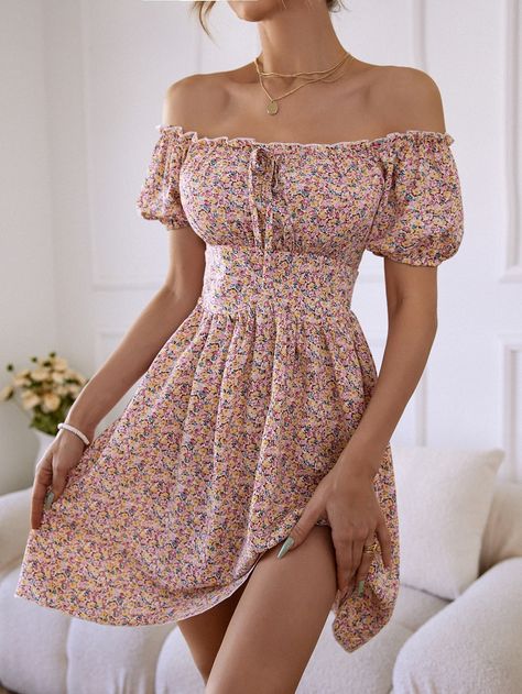 Multicolor Boho  Short Sleeve Polyester Ditsy Floral A Line Embellished Non-Stretch Summer Women Dresses Pretty Summer Dresses Classy, Pastel Pink Outfit, Spring Outfit Ideas For Women, Ladies Summer Dresses, Capsule Wardrobe Ideas, Spring Outfit Ideas, Spring Capsule, Outfit Ideas For Women, Fashion Top Outfits