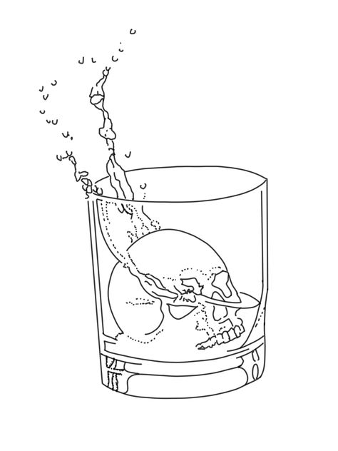 Whiskey Glass Tattoo Ideas, Whiskey Tattoo Design, Whiskey Glass Drawing, Stencil Art Tattoo, Whiskey Glass Tattoo, Moon Tattoo Stencil, 2face Tattoo, Whiskey Tattoo, Art Drawings Tattoo