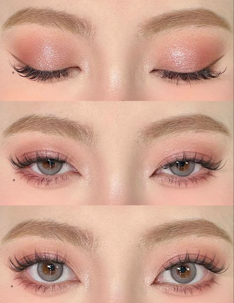 Pink Tones Makeup, Subtle Pink Eye Makeup, Warm Tone Eyeshadow Looks, Light Pink Eyeshadow Looks Natural, Pink Nude Makeup Looks, Korean Party Makeup, Warm Tone Makeup Korean, Soft Pink Makeup Looks Natural, Warm Tone Makeup Looks