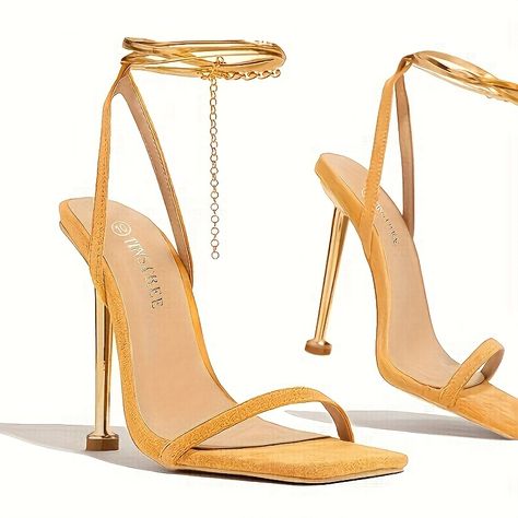 Faster shipping. Better service Straps Heels, Single Sole Heels, Open Toe High Heels, Ankle Chain, Heels High, Stiletto Sandals, Heeled Sandals, Strap Heels, Shoulder Bag Women