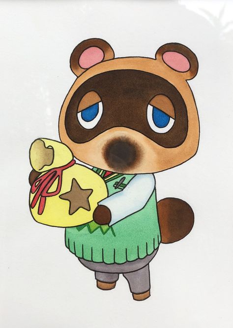 Tom Nook Animal Crossing watercolor painting Tom Nook Drawing, Animal Crossing Characters Drawing, Animal Crossing Canvas Painting, Animal Crossing Watercolor, Animal Crossing Painting Ideas, Tom Nook Fanart, Animal Crossing Doodles, Animal Crossing Drawings, Animal Crossing Illustration