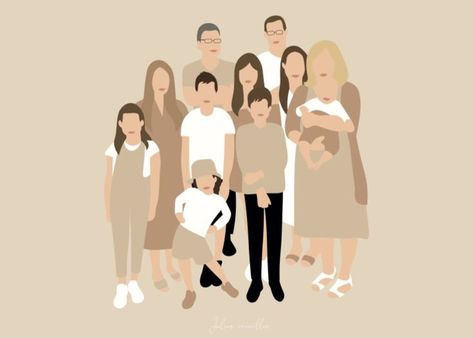 Family Illustration Art Inspiration, Family Aesthetic Drawing, Family Icon Instagram Highlight, Family Cartoon Pictures, Big Family Drawing, Family Highlight Cover, Family Aesthetic Art, Illustration Art Family, Family Love Illustration