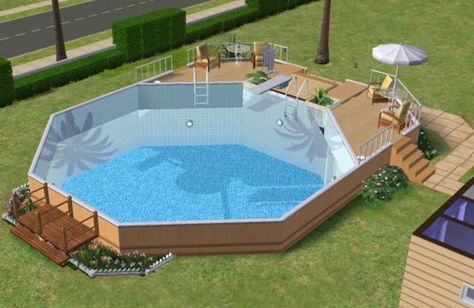 Mod The Sims - How to make an above ground pool Pool Bloxburg, Sims 4 Ps4, Oberirdische Pools, Muebles Sims 4 Cc, Sims 4 House Plans, Sims 4 House Building, Bloxburg Room, Sims 4 House Design, Casas The Sims 4