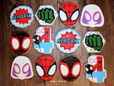 Katy's Kitchen: Spidey and His Amazing Friends Cookies Spider-man And His Amazing Friends Cake, Spidey And His Amazing Friends Cake Pops, Spiderman And His Amazing Friends Birthday Party, Spidey And Friends Cookies, Spidey And His Amazing Friends Cupcakes, Spidey And His Amazing Friends Cookies, Spidey And His Amazing Friends Cake, Spidey And Friends Cake, Spidey And Friends Birthday Party