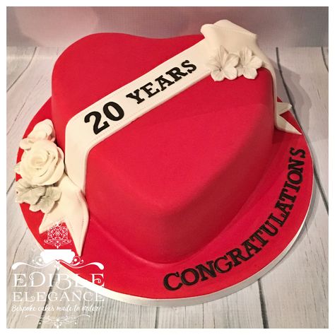 Heart cake to celebrate 20th anniversary of recipients heart transplant! Heart Shaped Cake Anniversary, 20th Anniversary Cake Ideas, Heart Shape Cake Designs For Anniversary, Anniversary Heart Cake, Love Anniversary Cake, 20th Anniversary Cake, Transplant Party, Heart Cake Ideas, 25 Anniversary Cake