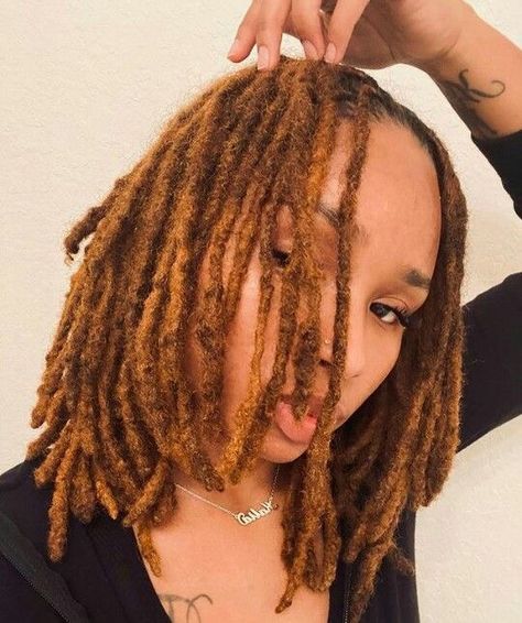 Light Brown Locs Black Women, Copper Locs Black Women, Loc Color Ideas Black Women, Real Dreadlocks, Locs Color Ideas Black Women, Permanent Loc Extensions, Black Women With Locs, Permanent Dreadlock Extensions, Locs Woman