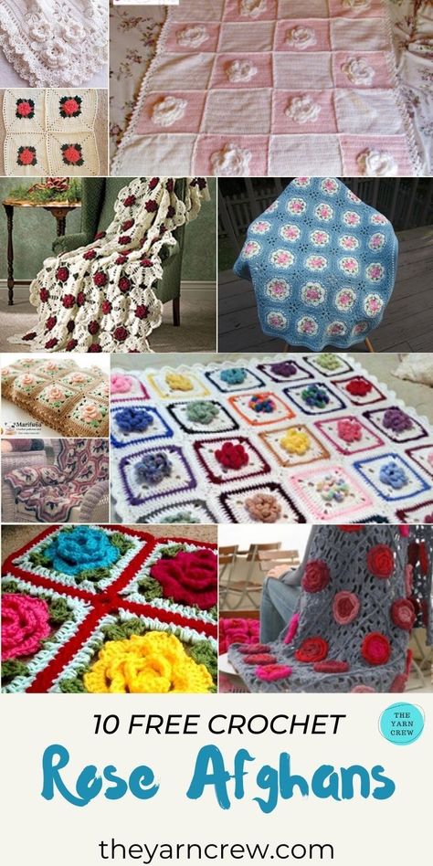 Rose Blanket Crochet Pattern, Rose Crochet Blanket, Crochet Rose Written Pattern Free, Crochet Briar Rose Blanket, Wild Roses Crochet Blanket, Granny Square Projects, Afghans Crochet, Floral Blanket, Crochet Blanket Designs