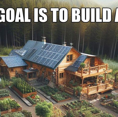 Self-Sufficient Backyard on Instagram: "👏 . . . #selfsufficientbackyard #livingoffgrid #goal #woodhouse #homesteading #homesteadingskills #selfsufficient #selfsufficientliving #selfsufficientgardening #offgridhomestead #offgridlife #homesteading #homesteadersofinstagram #homesteadlife #backyardhomestead #farmstead #farmliving #backyardfarming #homesteadinglife #homesteader #backyardhomesteading #selfsufficiency #wood #stove #selfsustaining #selfsustainability #diyproject" Garden School, Timber Frame Cabin, Farm Plans, Earth Sheltered, Vertical Farming, Homesteading Skills, Impossible Dream, Cottage Garden Design, Gorgeous Bedrooms