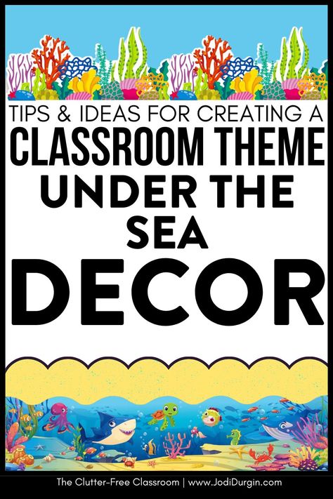 Classroom Teachers needing Under the Sea Classroom Theme or Ocean Door Decor ideas are going to love the inspiring photos & decorating tips by Clutter Free Classroom. 1st, 2nd, 3rd, 4th & 5th Elementary Educators wondering how to set up a classroom on a budget are sure to love the bulletin board inspo, photos, & DIY tips for setting up their rooms for back to school to be motivational. You'll also find classroom decor bundles & theme ideas to be quick & easy! Ocean Theme Preschool Classroom Bulletin Boards Under The Sea, Diy Ocean Classroom Decor, Under The Sea Classroom Ideas, Easy Diy Under The Sea Decorations, Under The Sea Classroom Decorations, Ocean Theme Classroom Door, Under The Sea Bulletin Board Ideas, Ocean Themed Classroom Ideas, Underwater Classroom Theme