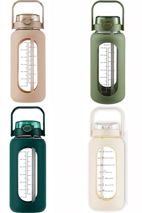 Trendy motivational glass water bottle that holds 64oz and comes in these adorable neutral colors+more! Shop below!✨☁️ #amazondeals #amazonaffiliatelink #aesthetic #fashion #affiliate #trendy #fitness #hydrate Glass Water Bottle Aesthetic, Water Bottle Aesthetic, Bottle Aesthetic, Glass Water Jug, Fav Products, Gallon Water Bottle, Motivational Water Bottle, Gym Home, Bottle With Straw