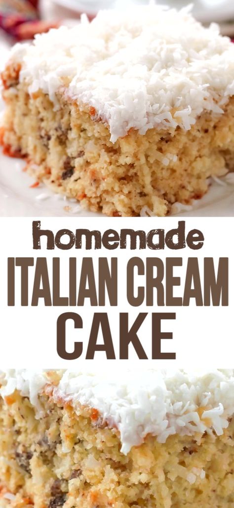 Italian Cream Cake Recipe, Cake Mix Desserts, Italian Cream Cakes, Italian Cream, Recipes Delicious, Coconut Cream Pie, Baileys Irish Cream, Recipe Videos, Cake Mix Recipes