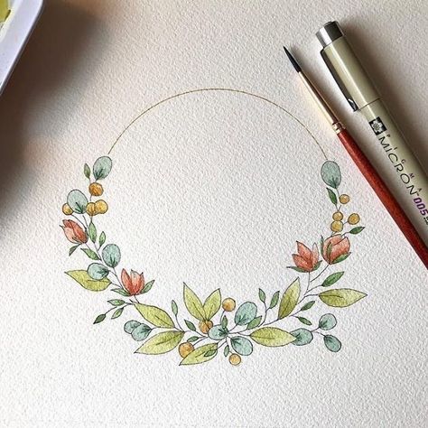 Easy Flower Painting, Simple Wall Art, Painting Canvases, 카드 디자인, Watercolour Inspiration, Cat Air, 수채화 그림, Canvas Painting Diy, Wreath Watercolor