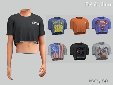 Sims 4 Cc Feminine Male Clothes, Sims 4 Male Crop Top, Sims 4 Clothing Cc Female, Sims 4 Cc Male Clothing Street Wear, Sims 4 Male Clothes Maxis Match, Boys Crop Tops, Boy Crop Top, Cc Men, Men Crop Top