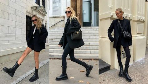 Bottega Veneta Boots Street Style, Lug Boots Outfit Fall, Black Lug Boots Outfit, Chunky Boots Street Style, Bottega Boots Outfit, Bottega Veneta Boots Outfit, Lug Boots Outfit, Stomper Boots, Bottega Veneta Outfit