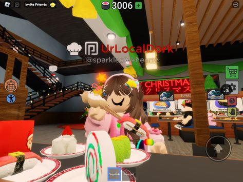 Omg Christmas themed sushi is real (game: conveyor sushi restaurant) *on roblox* Drawing Bases, Sushi Restaurant, Sushi Restaurants, Drawing Base, Christmas Themes, Restaurant, Christmas