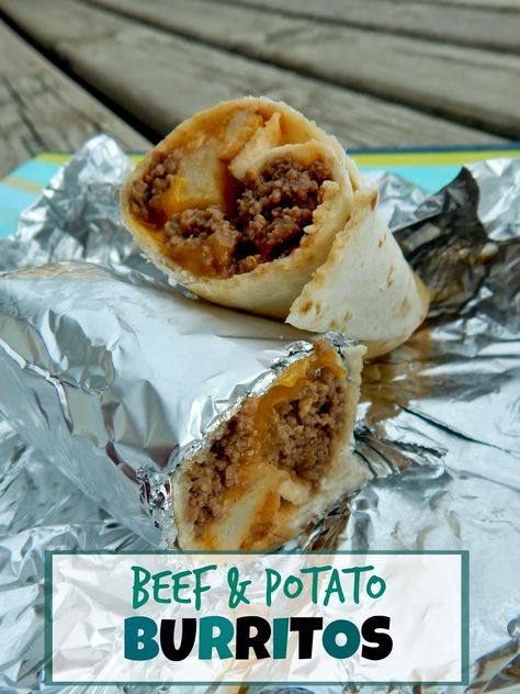 Ally's Sweet & Savory Eats: Beef & Potato Burritos Steak And Potato Burritos, Beef And Potato Burrito, Beef And Potato Burrito Recipe, Potato Burrito Recipe, Ground Beef Burritos, Potato Burritos, Potato Burrito, Burritos Beef, Mexican Recipies