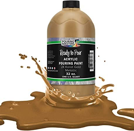 Pouring Masters 24 Karat Gold Metallic 32-Ounce (Quart) Bottle of Water-Based Acrylic Pouring Paint: Amazon.ca: Home & Kitchen Paint Mediums, Aztec Gold, Art Painting Supplies, Korat, Water Based Acrylic Paint, Colorful Paintings Acrylic, Black Spray Paint, Pouring Painting, Vintage Wine