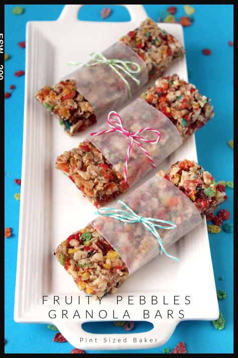 The kids are going to love getting these Fruity Pebbles Cereal Granola Bars in their lunch. You’ll love that they are packed with flaxseed, nuts, and dried fruits and the kids are just gonna love them for the colorful cereal. #fruitypebbles #granolabars #easytreat Rice Crispies Treats, Fruity Pebbles Cereal, Pebbles Cereal, Easy Pumpkin Carving, Healthy Nuts, Cereal Bar, Granola Bar, Amazing Desserts, Granola Cereal