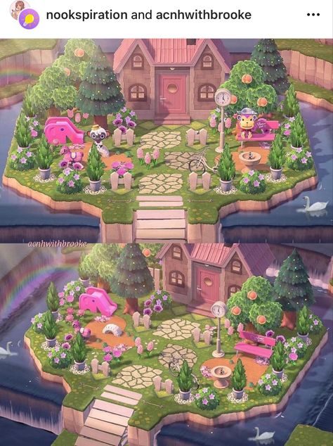 Animal Crossing Designs, Fairy Island, Pink Wonderland, Pink Island, Cherry Blossom Trees, Animal Crossing Wild World, Island Theme, Animal Crossing Characters, Animal Crossing Villagers