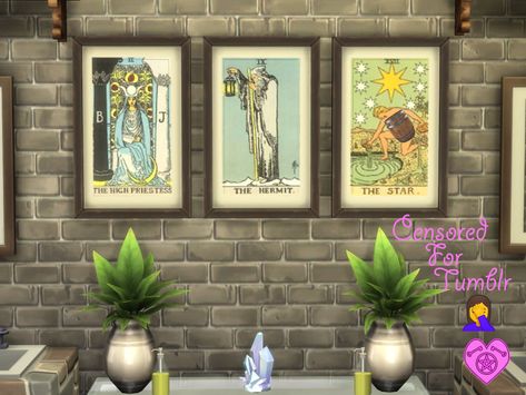 Sims 4 Tarot Wall Art Prints Without Bikini These enlarged tarot cards from the Rider Waite deck will surely add a sense of magic and mysticism to any space. 3 swatches for 3 different cards: The... Sims 4 Witch Cc, Sims Room, Los Sims 4 Mods, Rider Waite Deck, Sims 4 Cc Shoes, Sims 4 Cc Skin, Free Sims, Sims Ideas, Rider Waite Tarot