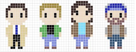 Dean Winchester Pixel Art, Supernatural Knitting Patterns, Supernatural Perler Beads, Supernatural Perler Beads Pattern, Supernatural Pixel Art, Supernatural Pixel Art Grid, Supernatural Cross Stitch Patterns, Supernatural Cross Stitch, Cross Stitch Supernatural