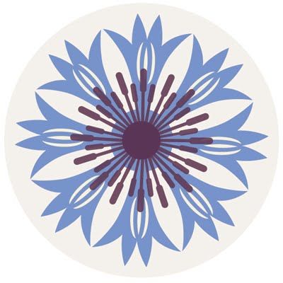 Gillian Blease abstract cornflower motif, Germany's national flower #cornflower #flower #folkart Germany National Flower, Cornflower Tattoo Minimalist, Cornflower Drawing, Cornflower Flower, German Flower, Circular Designs, Corn Flower, National Flower, Art Appliqué