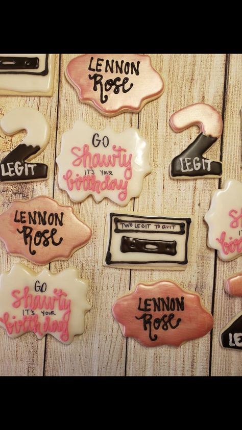 Two Legit To Quit Birthday, 2nd Birthday Party For Girl, Birthday Party Girl, Second Birthday Ideas, 2nd Birthday Party Themes, 2nd Birthday Party, 30th Birthday Parties, Iced Cookies, Party Girl