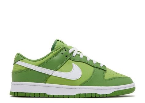 DUNK LOW 'CHLOROPHYLL' Nike Dunk Low Chlorophyll, Dunk Outfit, Clean White Leather, Nike Models, Green Hues, Sneaker Games, Nike Swoosh, Best Sneakers, White Accents