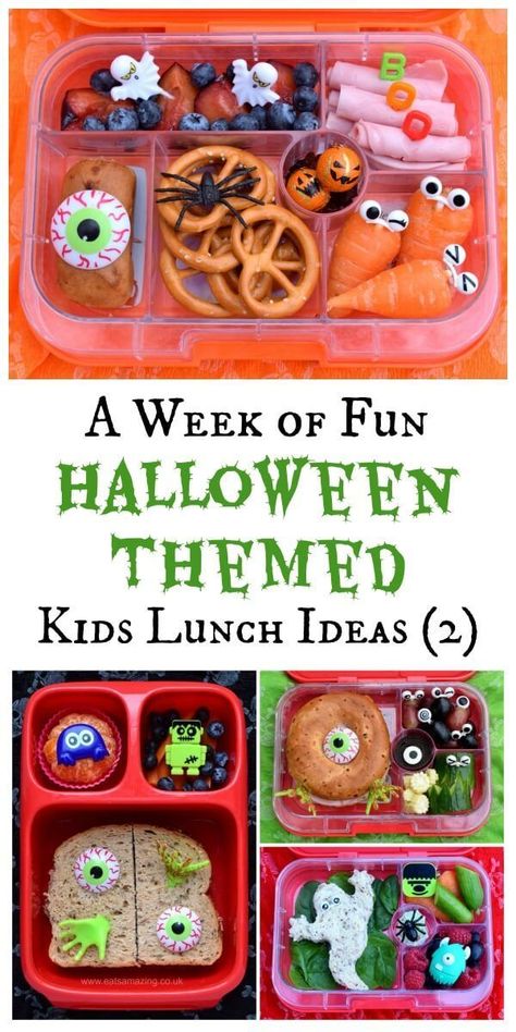 Themed Lunch Ideas, Halloween Themed Lunch, Lunches Bento, Halloween Lunches, Halloween Lunch Ideas, Halloween Bento, Fun Kid Lunch, Halloween Lunch Box, Preschool Lunch