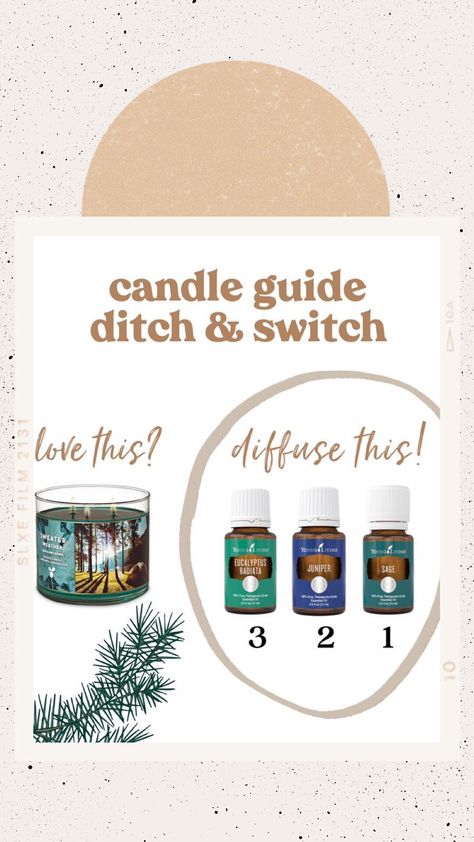 Essential Oil Candle Swap, Sweater Weather Candle Diffuser Blend, How Much Scent To Add To Candles, Ditch And Switch Candle Guide, Wood Wick Candle Care, Essential Oil Candle Recipes, Essential Oil Candle Blends, Christmas Diffuser Blends, Essential Oil Combinations