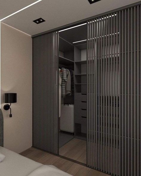 Bed In Closet Ideas, Closet Design Layout, Wardrobe Door Designs, Luxury Closets Design, Wardrobe Room, Smart Home Design, House Furniture Design, غرفة ملابس, Bed In Closet