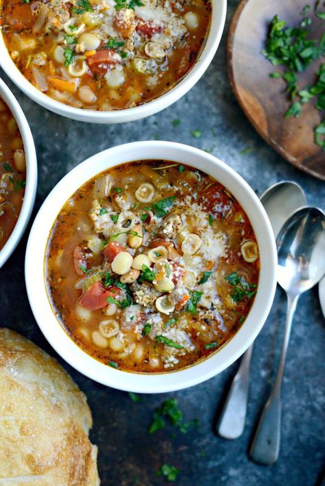 Italian Sausage White Bean Soup - Simply Scratch White Bean Soup With Sausage, Italian Sausage White Bean Soup, Sausage White Bean Soup, Bean Sausage Soup, Italian White Bean Soup, Soup With Veggies, Sausage White Bean, Bean And Sausage Soup, Soup With Sausage